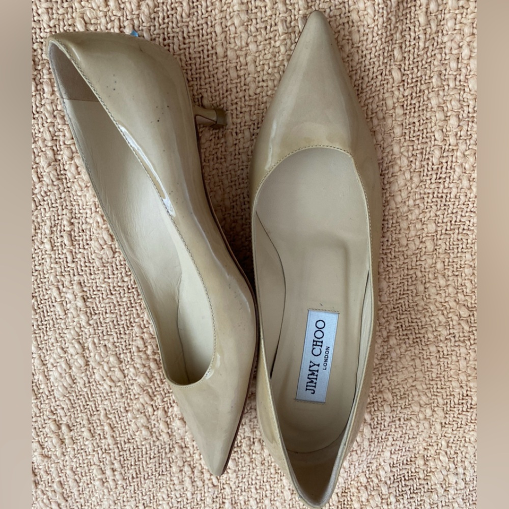 Jimmy Choo Tan Heels Classic Pointed-Toe Pumps